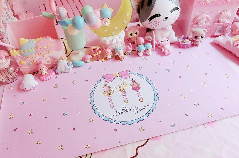 小清新_桌垫可爱黏土史莱姆做泥加大桌垫少女心粉色桌垫防水手工学生