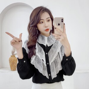 贵伊族女装2019春夏季新款皮尔卡丹美丽档案正品长袖蕾丝开衫雪纺