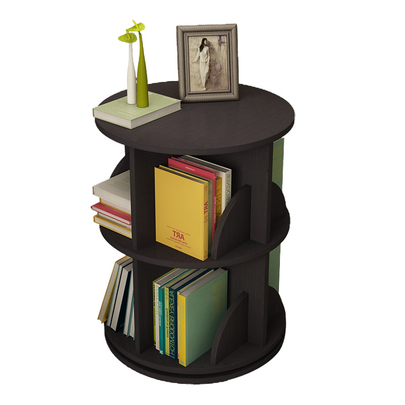 旋转书架 圆形_儿童360度旋转书架木质多层置物架学生书柜落地圆形