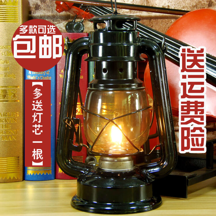 煤油灯_老式露营灯移动家居道具户外灯柴油陈列红色家用灯户外煤油灯