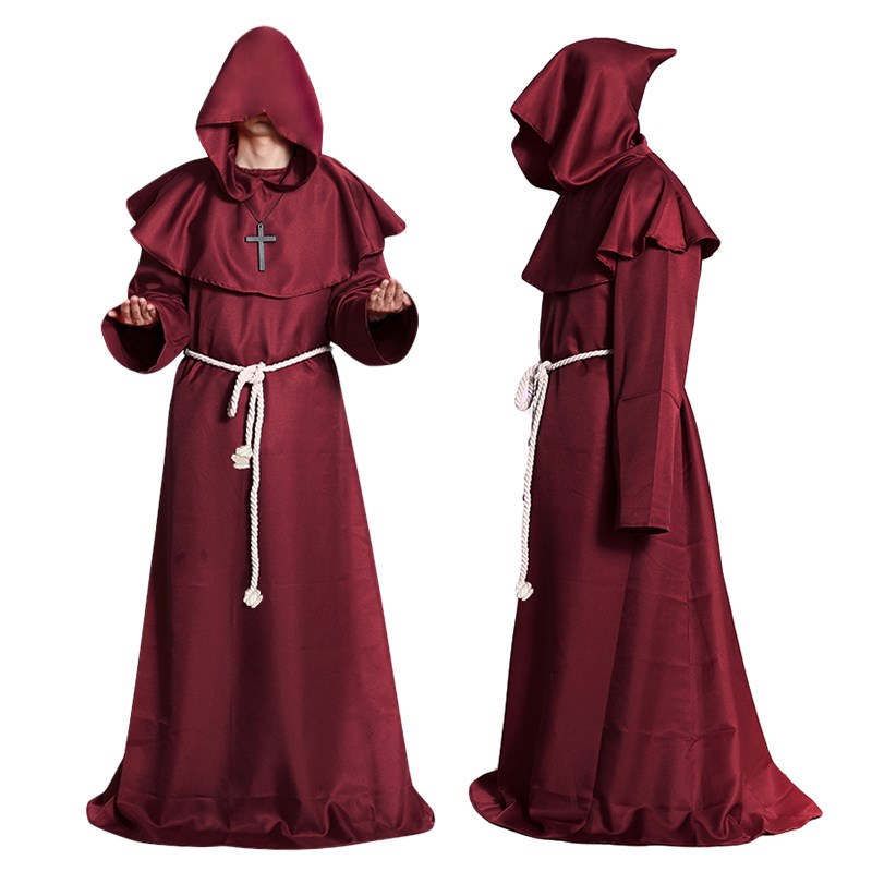 万圣节中世纪僧侣服修士袍巫师服牧师服基督徒教父神父cos服装男