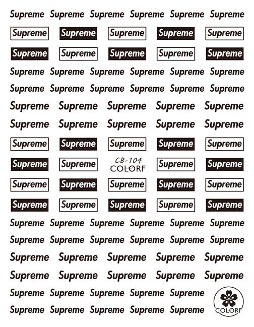 休闲风美甲贴纸supreme黑白金银 3d背胶指甲贴花大牌标志logo优惠券