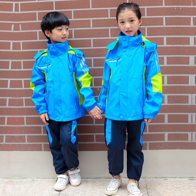 2019春秋季学院拉链衫深圳化纤中学生中性套装长袖+裤子男校服