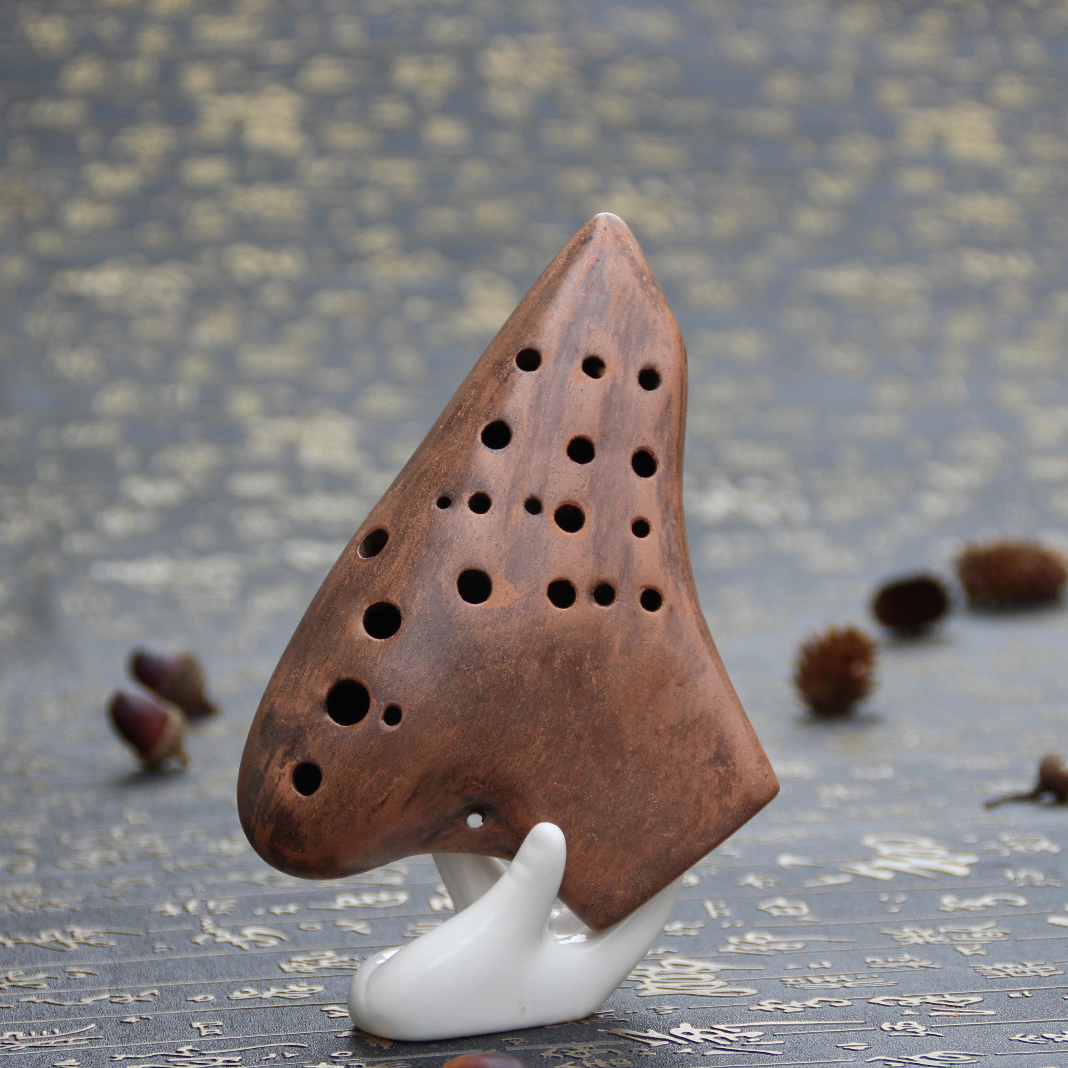 官方正品 大师同款 松音12孔中音c调陶笛 十二孔ac熏烧 演奏级.