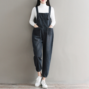 牛仔背带女式长裤