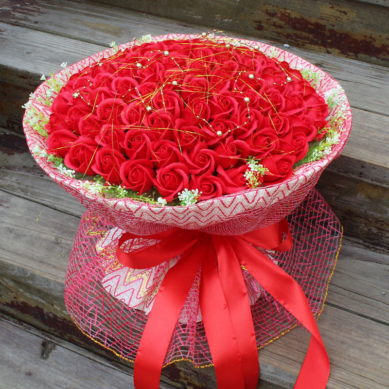 七夕情人节礼物99朵仿真玫瑰花肥皂花香皂花卡通花束生日毕业闺蜜