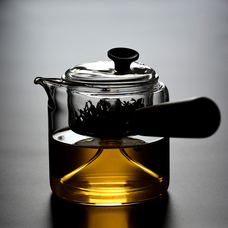新羽手工耐热玻璃蒸茶器茶壶侧把壶煮茶壶泡茶器功夫茶道茶具包邮