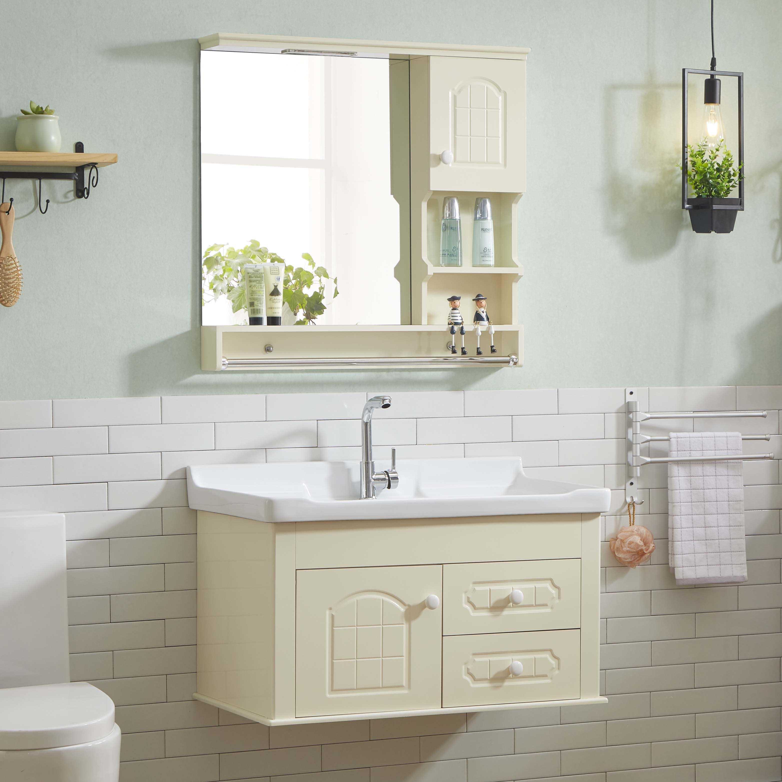 浴室柜组合 现代简约_简约现代卫浴柜pvc浴室柜卫生间洗漱台厕所洗手