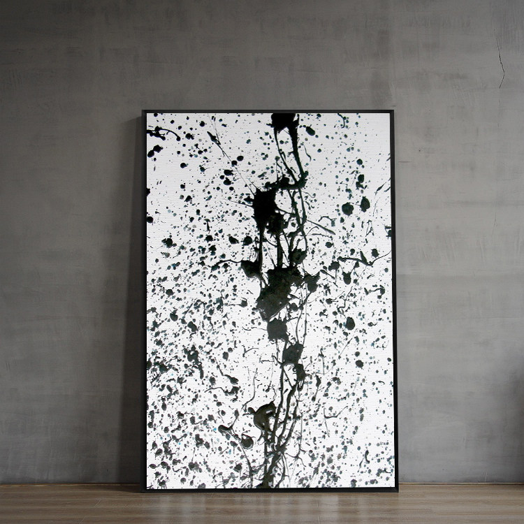手绘黑白抽象装饰北欧客厅现代简约挂画沙发背景墙画壁画有框包邮
