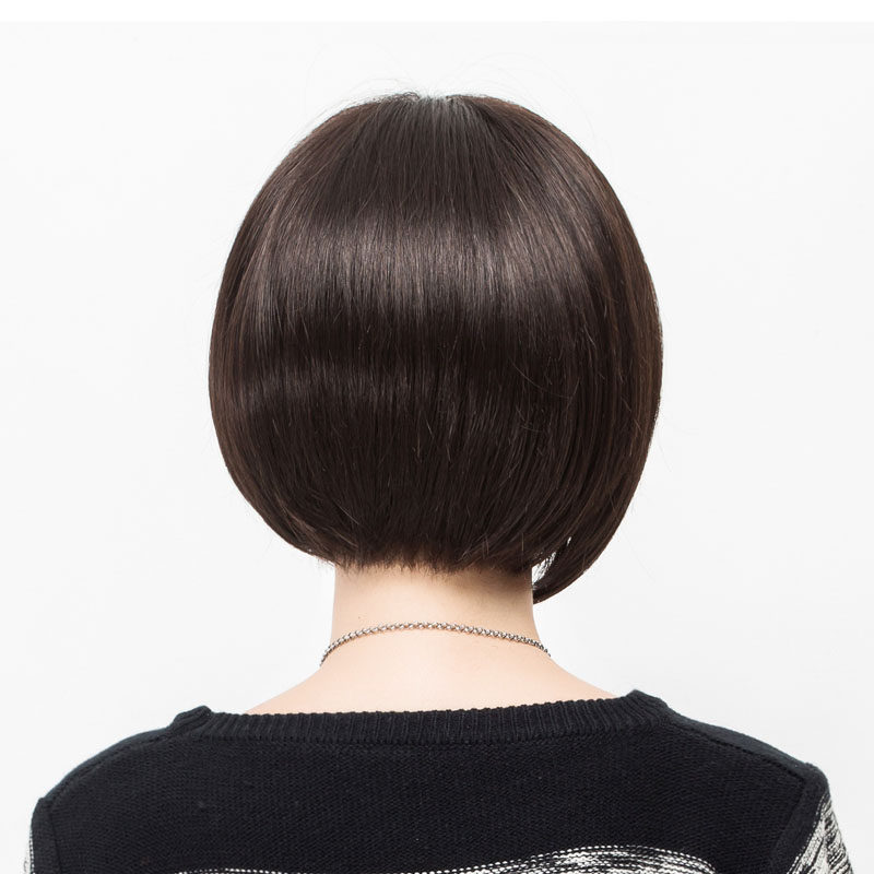 泓泰真人真发短直发挑色波波头齐刘海蓬松修脸假发发套