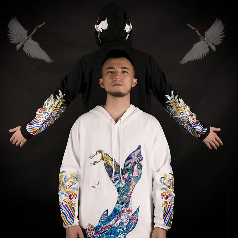 热销卫衣刺绣男潮牌_{古阿新}鲲中国风刺绣长衫帽衫夏季新款潮牌原创