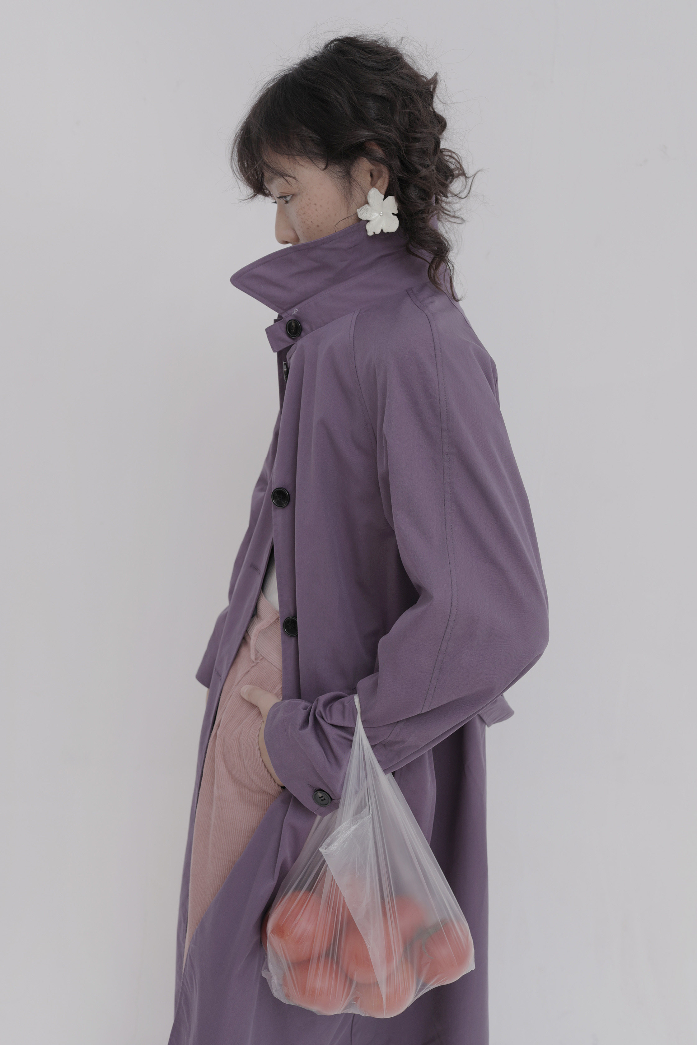 风衣女中长款_buy me a friday 法式复古紫气质单排扣纯棉中长款风衣