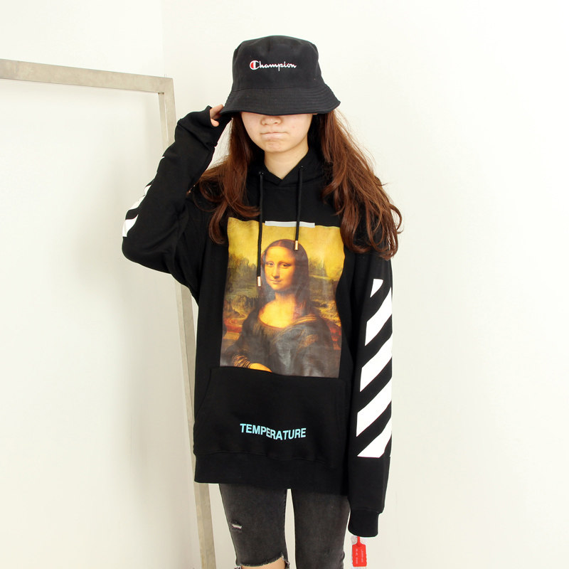 off white卫衣_off white欧版 宽松休闲蒙娜丽莎印花连帽卫衣学生男女