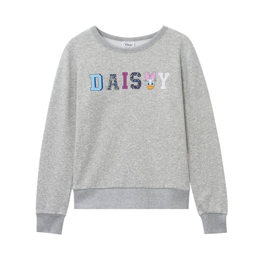 美特斯邦威宽松卡通圆领卫衣女chic迪士尼黛西