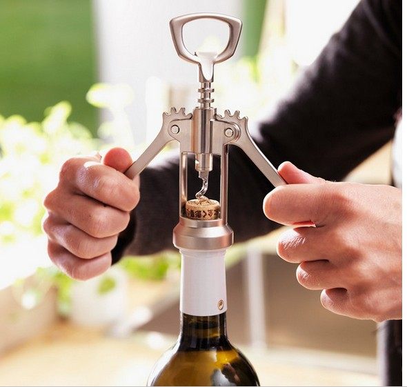 宜家红酒开瓶器葡萄酒啤酒开瓶器不锈钢起瓶把手启瓶开塞钻