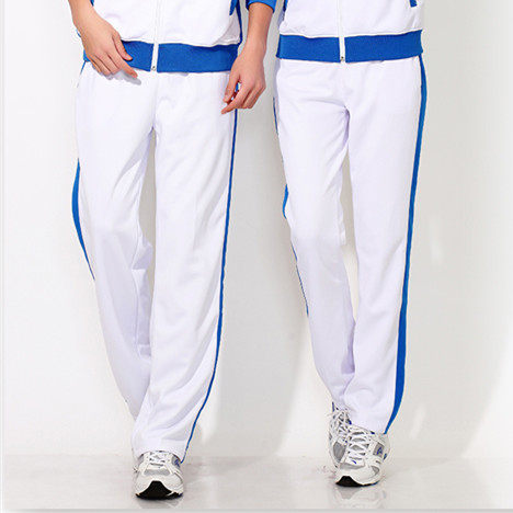 校服裤男_白色运动裤男女夏情侣枫叶裤红绿蓝条裤佳木斯广场舞团体裤