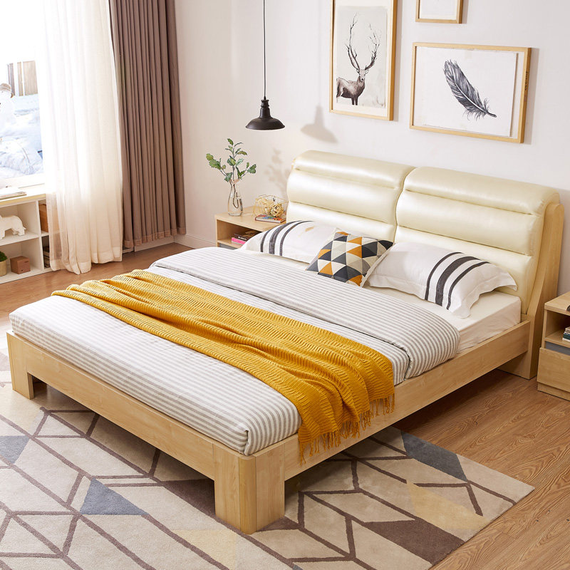 林氏木业1米5单人双人床小户型收纳床1.