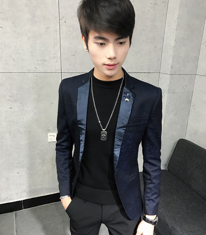 小码西服男_韩版小码西服超修身夜场男模少爷单西服主持人发型师新郎