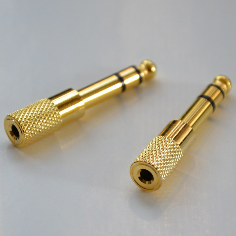 金属镀金6.5转3.5电吉他钢琴耳机话筒转接头音频转换头插头包邮
