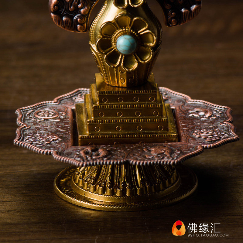 佛缘汇 国产藏传佛教用品密宗供佛法器纯铜铜朵玛食子 高20厘米