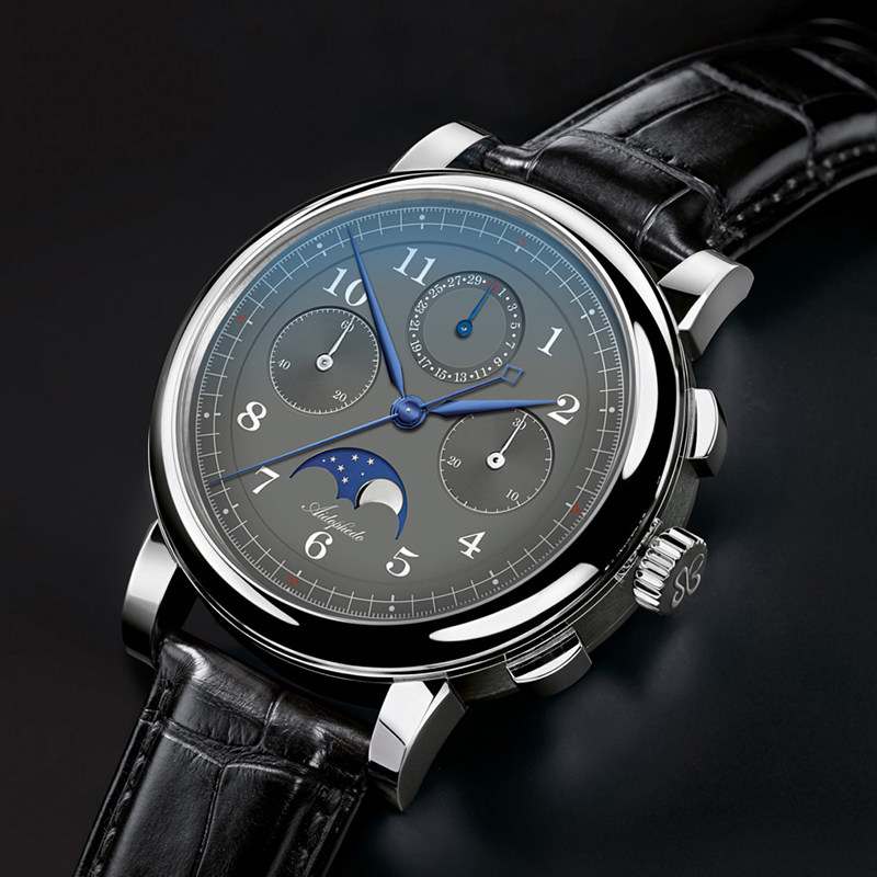 海鸥手表_aidophedo新灰面计时码表月相海鸥手动上链机械腕表真皮手表