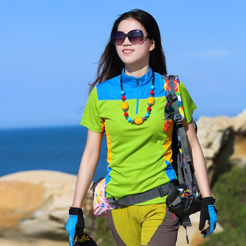 户外速干衣女长袖夏季防晒吸汗透气修身登山徒步运动女装快干t恤