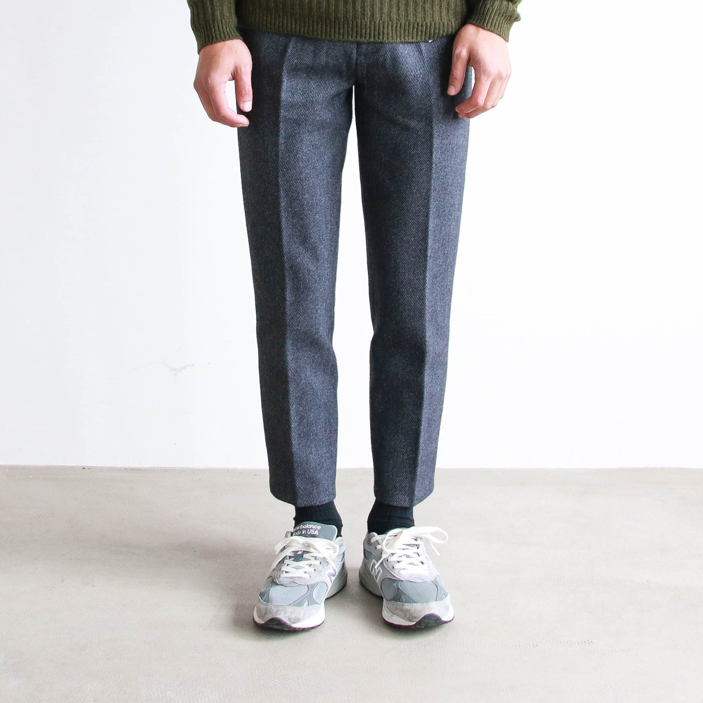 twill wool pants斜纹羊毛双面加绒中缝长裤