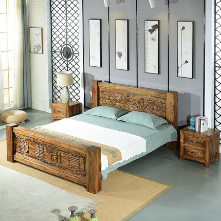 冠耀新中式床 官帽床 新中式实木双人床现代简约主卧1.5米1.