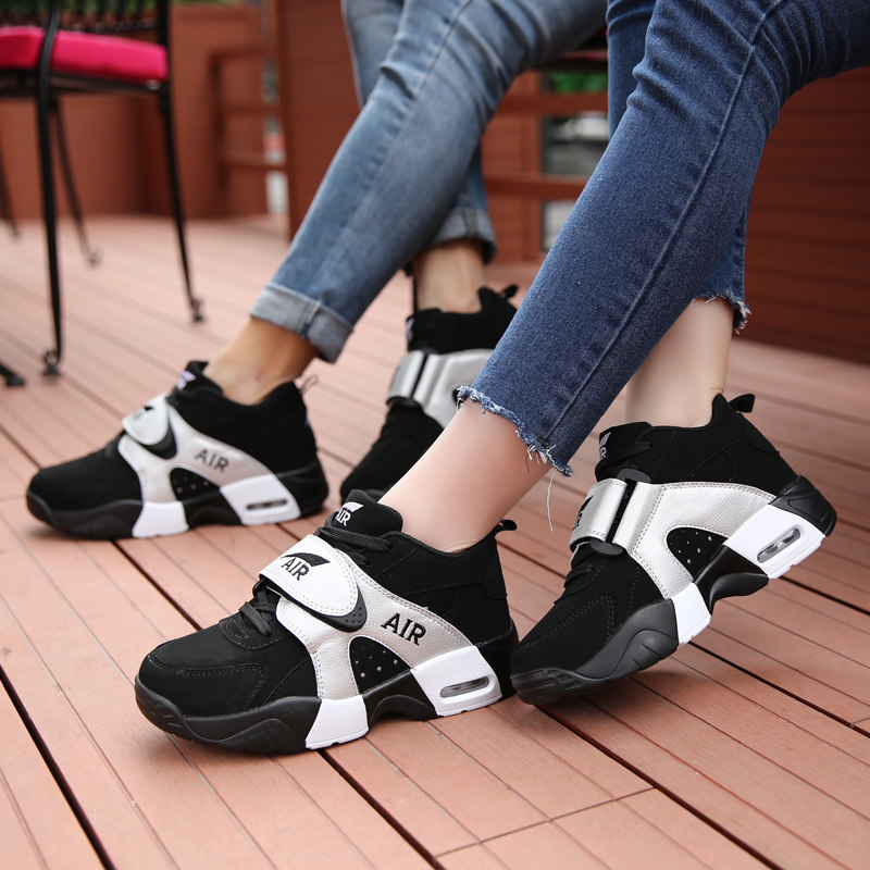 热销奶牛鞋_2017春夏情侣鞋黑白牛奶鞋韩版运动鞋增高学生男鞋气垫