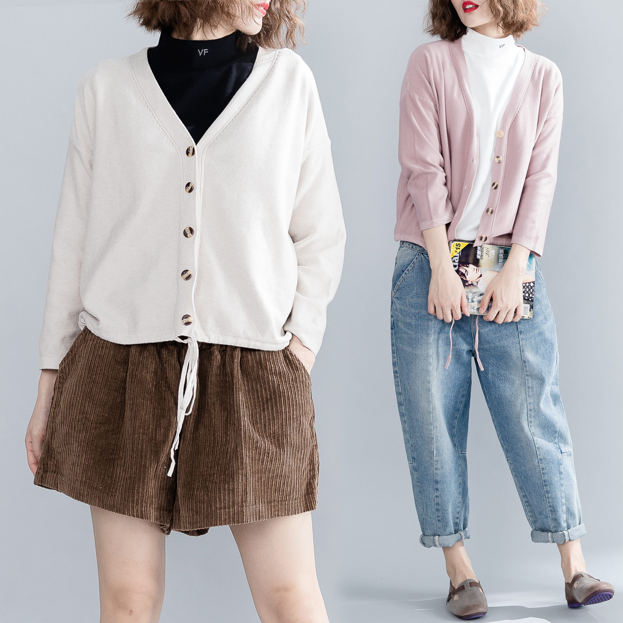 搭针织开衫女短款2018春秋装新款韩版休闲大码宽松百搭毛衣外套优惠券