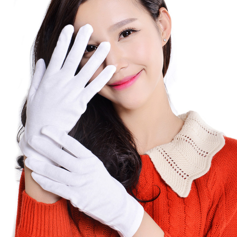 白手套纯棉礼仪阅兵白色文玩手套盘珠全棉布手套薄司机厚作业手套