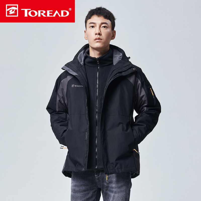 探路者冲锋衣女19秋冬户外防水透湿套绒三合一男 tawh91201/92208