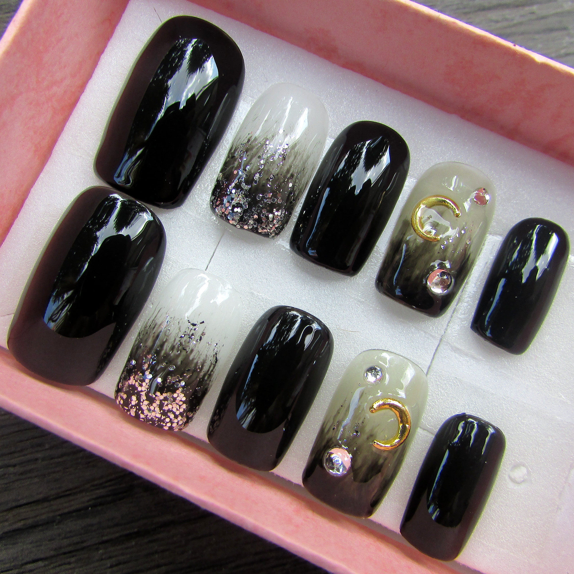 一折美甲成品定制_包邮手工定制假指甲成品美甲成品手工甲成品贴片可