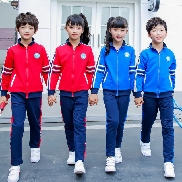 小学生校服春秋套装运动服蓝色中学生班服定制儿童幼儿园园服秋装