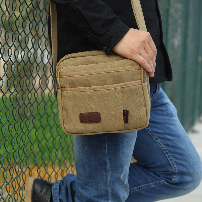 跨包男 单肩 斜挎_2019新款男式休闲男包帆布包男横款单肩包斜挎包
