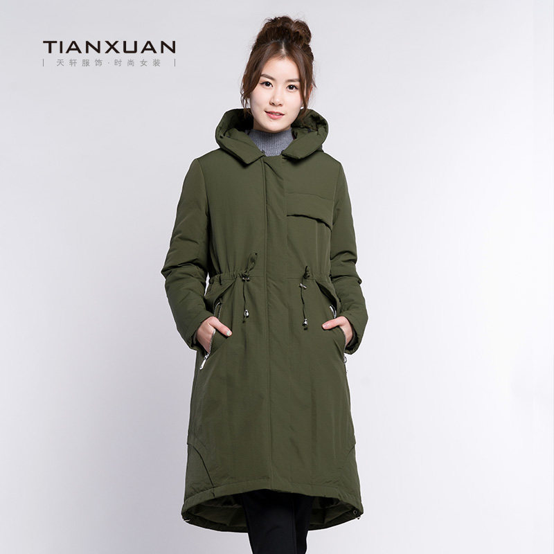 长款羽绒服潮女_天轩正品新品韩版休闲羽绒服潮女中长款羽绒衣 tcdy