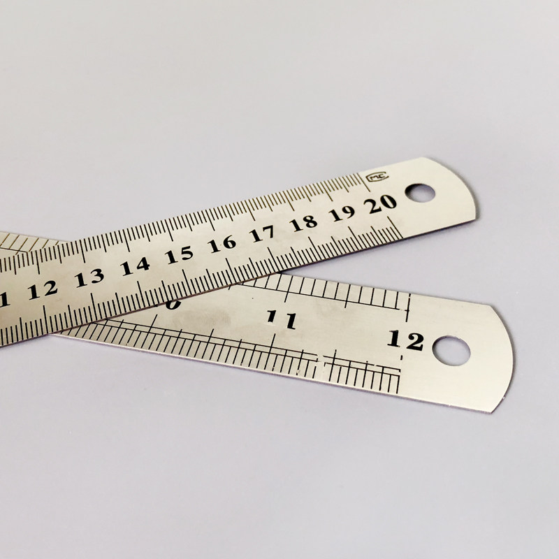 索芙兰 20cm30cm不锈钢直尺双面尺手工diy工具双面刻度英寸尺子