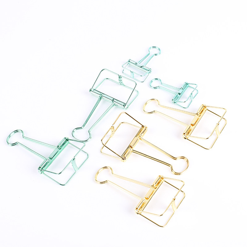 简约金属镂空长尾夹子创意文具手帐可爱彩色办公文件燕