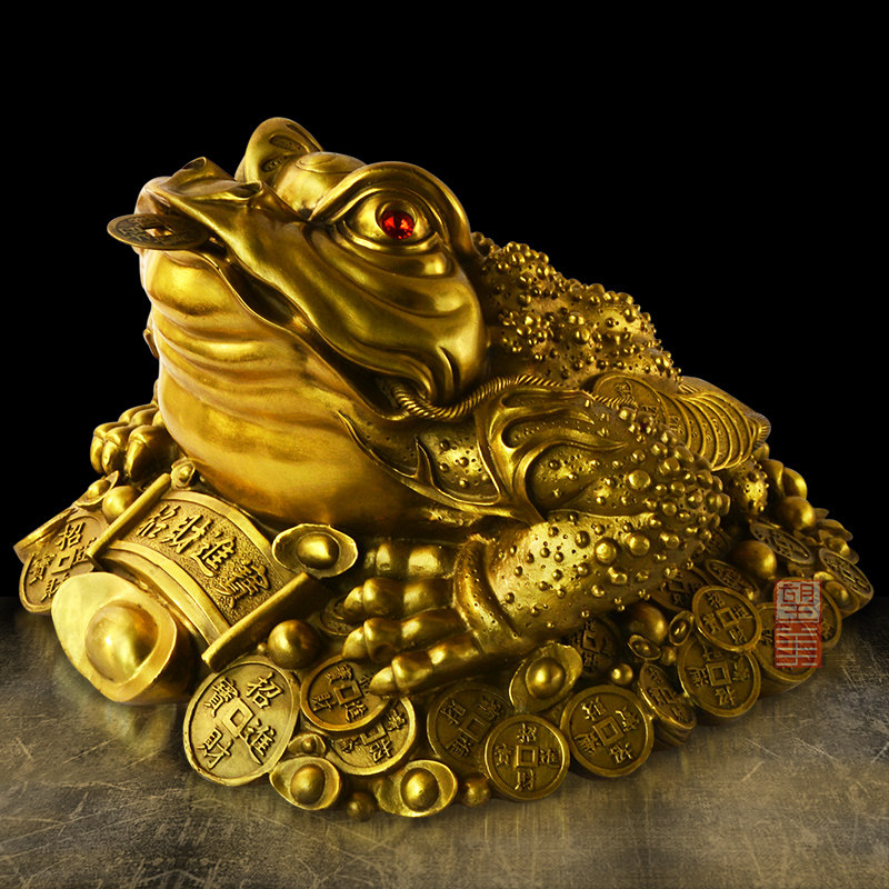 望美铜金蟾摆件开光纯铜招财三足金蝉蟾蜍公司开业风水工艺品大号