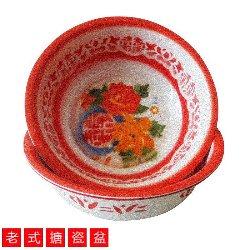 搪瓷盆 洗脸盆 36cm_2018新款36cm洋瓷盆子家用搪瓷盆老式洗脸盆洗脚