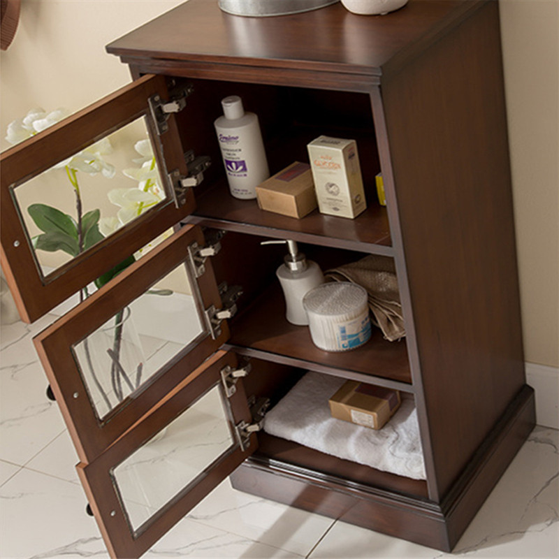 沐易 美式乡村浴室边柜卫浴侧柜实木立柜小置物储物柜马桶收纳柜