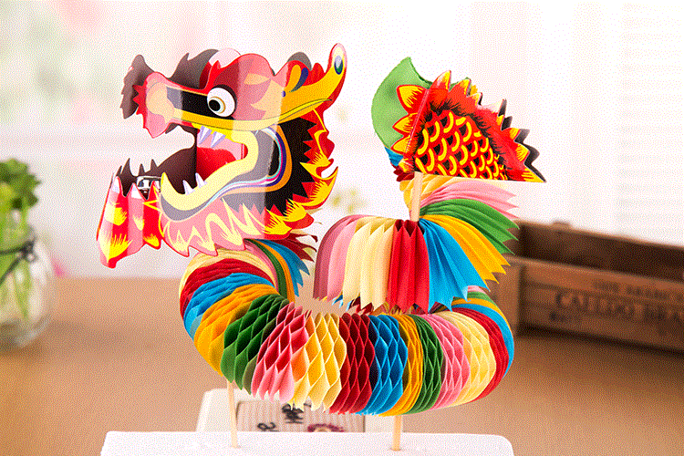 小纸龙舞龙舞狮手工艺品玩具庙会羊年礼品春节拉龙装饰花灯元宵