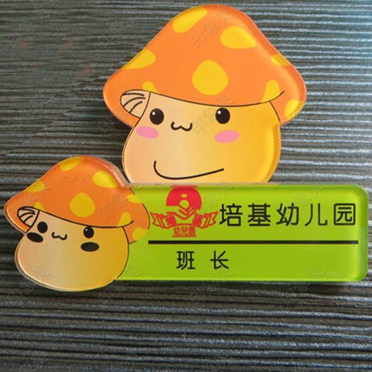 亚克力圆形姓名牌 幼儿园学校胸牌卡通可爱徽章 异形胸牌胸卡定做