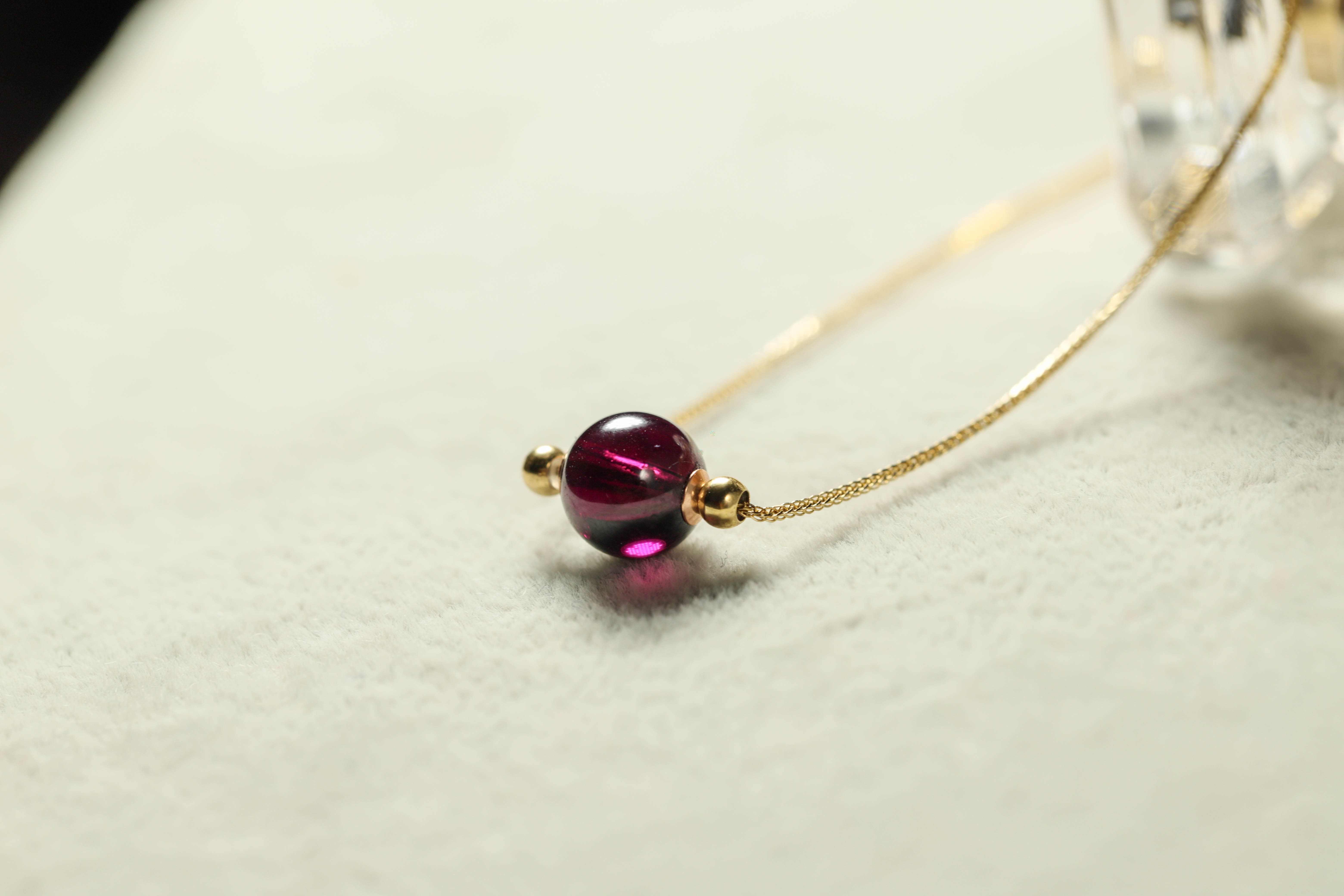 天然水晶项链 石榴石