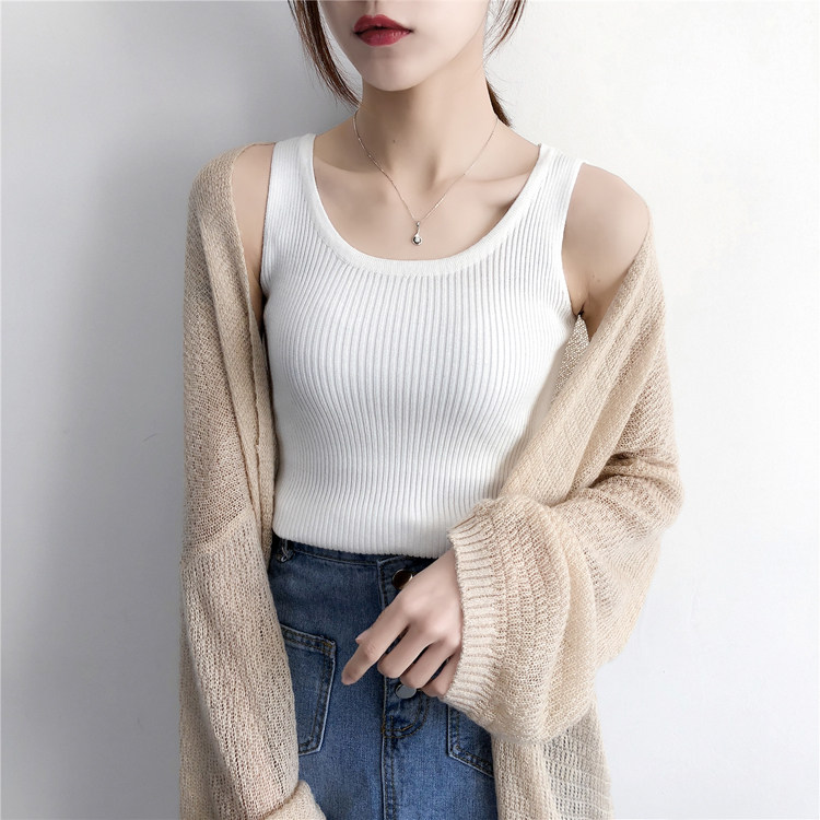 针织吊带背心 夏季_小背心女夏季韩版外穿学生修身显瘦百搭短款内搭