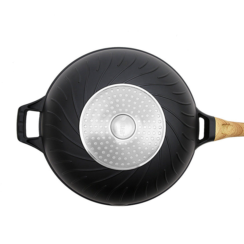 晶绿炒锅瑞士麦饭石炒锅不粘锅炒菜锅32cm家用电磁炉燃气灶适用