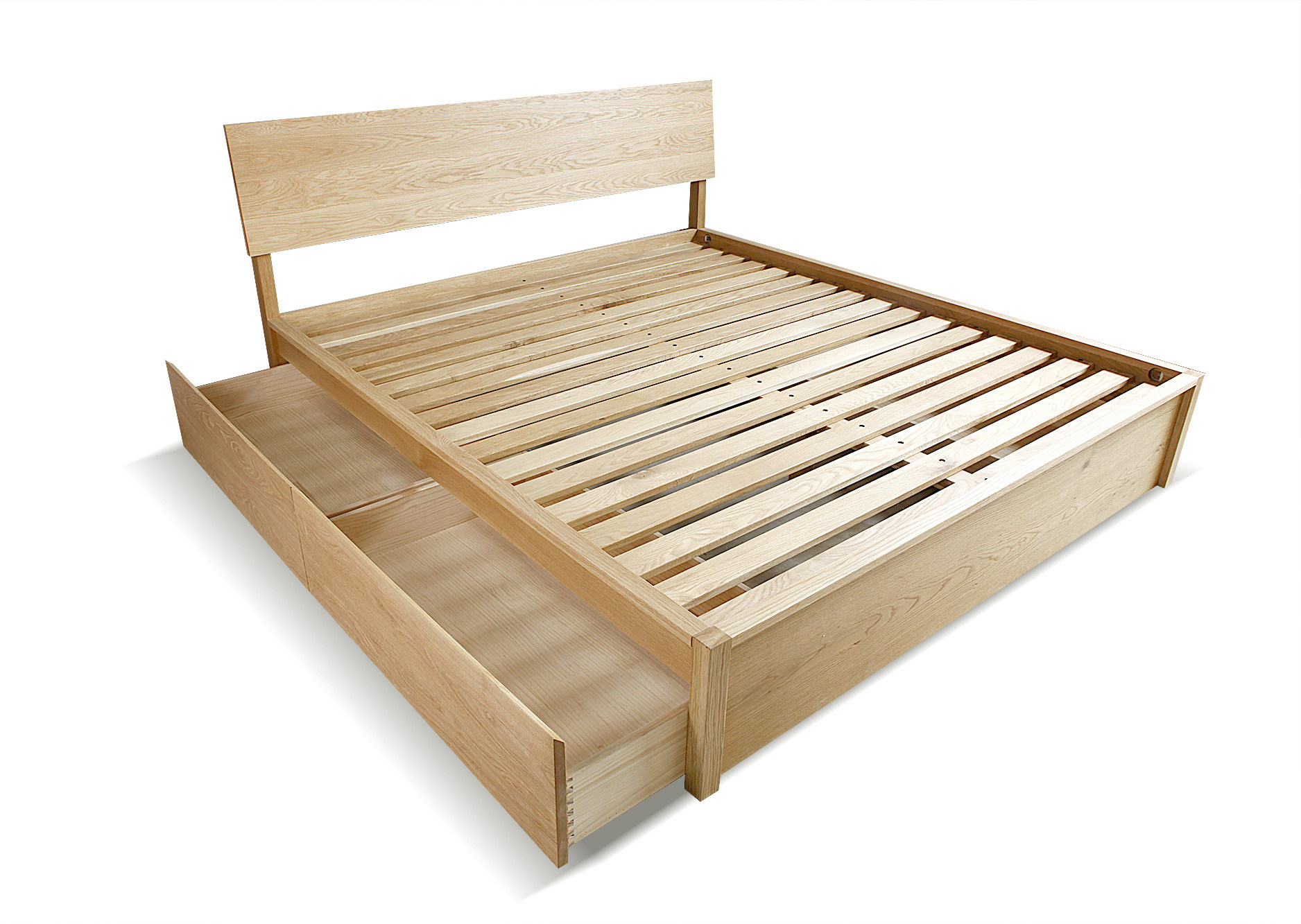 四方抽屉床白橡黑胡桃纯实木北欧日式高箱床储