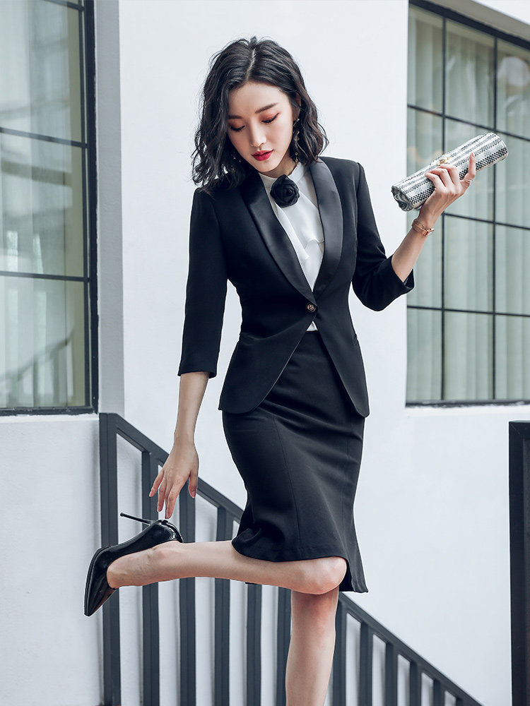 女白领衬衫 时尚套装女 名媛_艾尚臣职业套装女小香风工作服ol白领