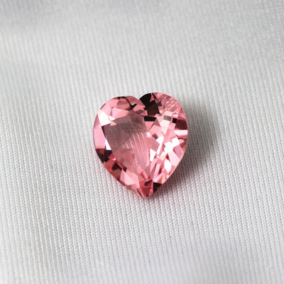 巴西摩根石心形裸石戒面戒指吊坠两用款女彩色宝石粉熔金粉可镶嵌