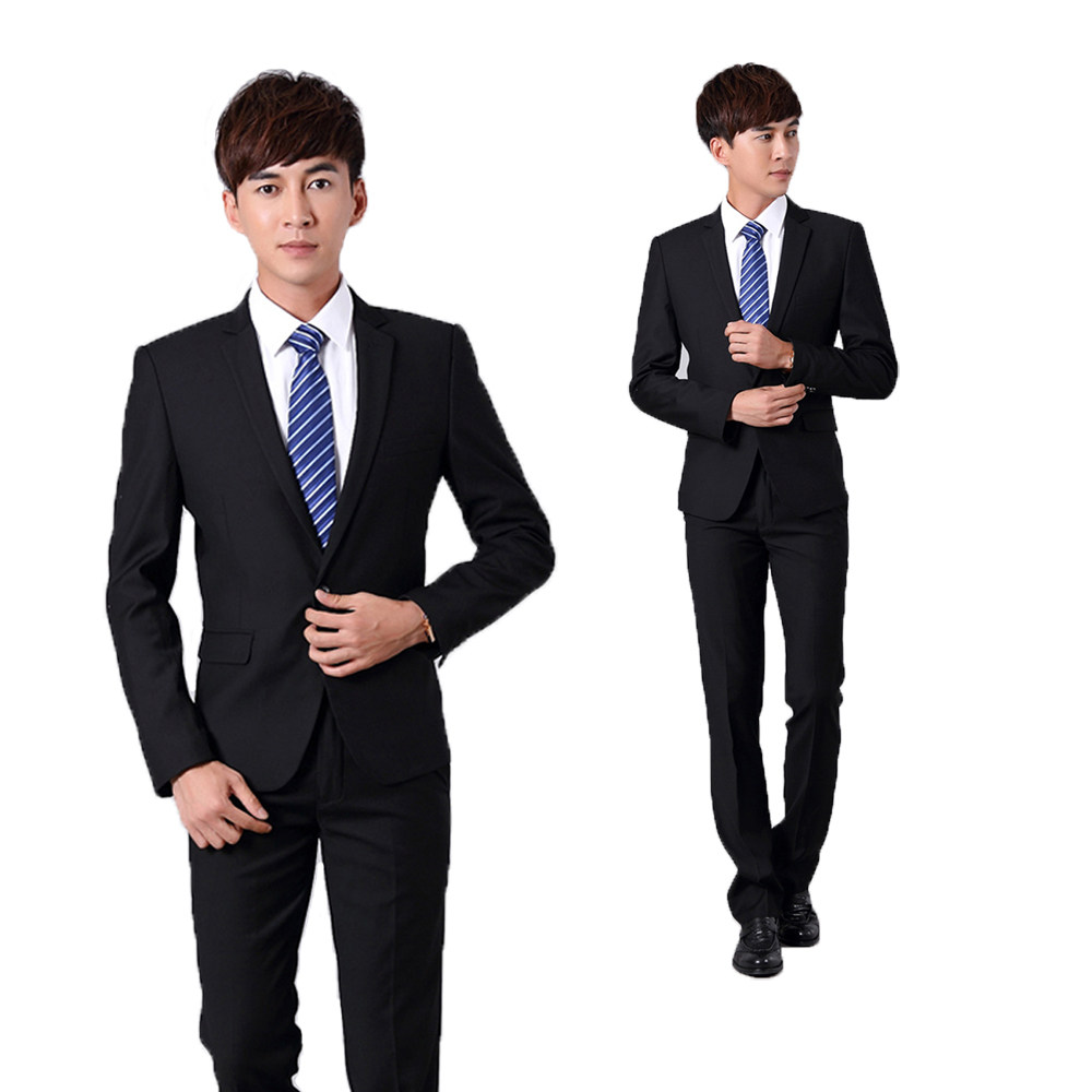 热销教师职业装_男士教师工装修身套装面试正装商务上班职业装秋冬